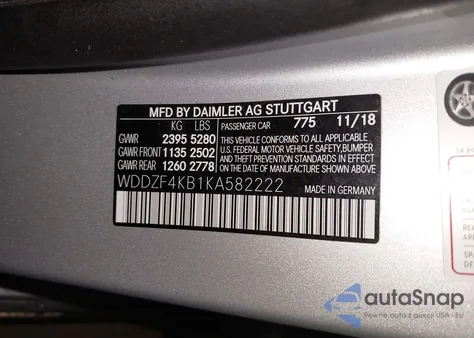2019 Mercedes-Benz E 300 4Matic from USA, damaged, VIN WDDZF4KB1KA582222